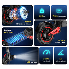 Freeboy USA EU Warehouse 10 Inch Fat Tire High Speed Adult E Scooter High Quality Folding Off Road Powerful Electric Scooter