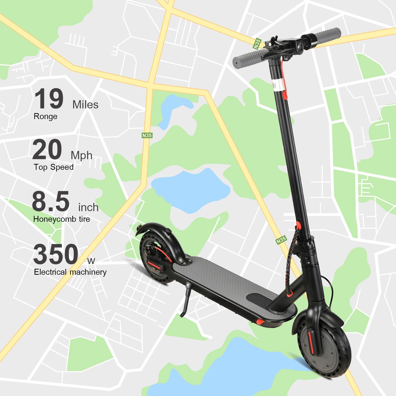Overseas Warehouse Fast Delivery Adult Electric Scooter 20 Miles/hour 350W Foldable Pad Portable Electric Scooter