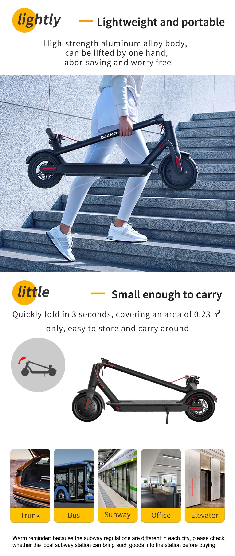 US Warehouse Spot Goods Factory Direct Sale Quick-Folding Electric Scooter with LCD Display and Powerful Moter