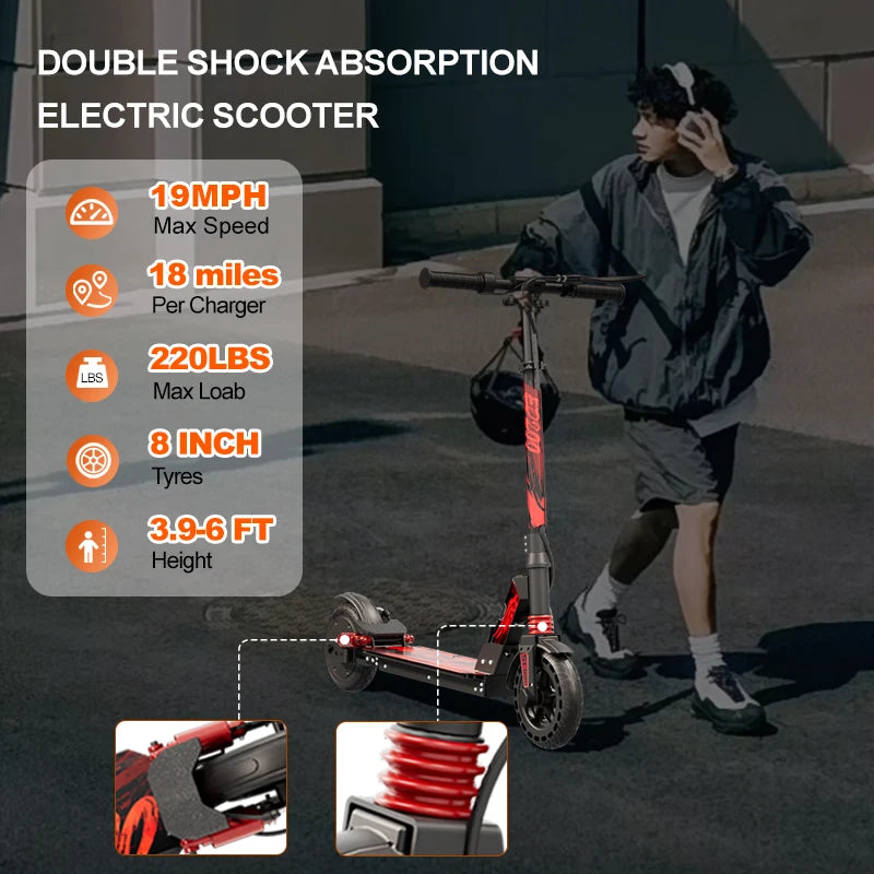 Wholesale Cheap ED200 Electric Scooter for Kids Powerful 200w Motor Disc Brake Shock  Alloy Frame Electronic Scooters