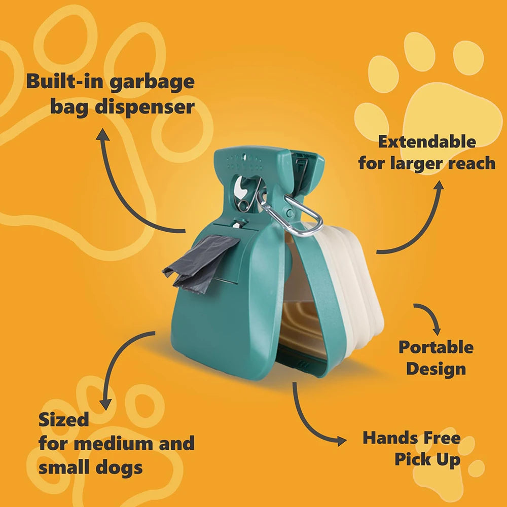 Foldable Dog Pooper Scooper with Waste Bag Dispenser